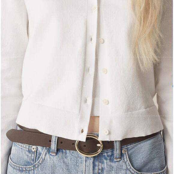 J.Crew Egyptian Cotton Jackie Cardigan WMNS S White Button Up Crewneck CJ755 LS - Picture 2 of 8